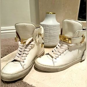 Buscemi size 37 white calfskin wedge sneakers